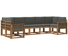 Lauko sofos komplektas su pagalve 7 pcs Natūralus ir antracitas
