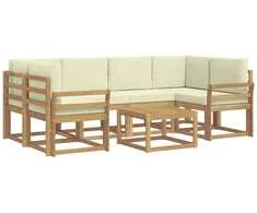 Lauko sofos komplektas su pagalve 7 pcs Balta ir kreminė