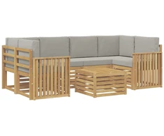 Lauko sofos komplektas su pagalve 7 pcs Balta ir šviesiai pilka