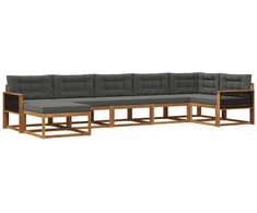 Lauko sofos komplektas su pagalve 7 pcs Natūralus ir antracitas