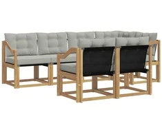 Lauko sofos komplektas su pagalve 7 pcs Balta ir šviesiai pilka