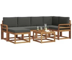 Lauko sofos komplektas su pagalve 7 pcs Natūralus ir antracitas