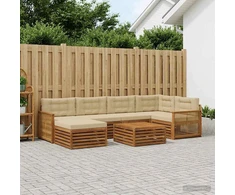 Lauko sofos komplektas su pagalve 7 pcs Natūralus ir bežinis