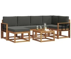 Lauko sofos komplektas su pagalve 7 pcs Natūralus ir antracitas