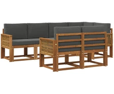 Lauko sofos komplektas su pagalve 7 pcs Natūralus ir antracitas