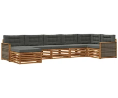 Lauko sofos komplektas su pagalve 7 pcs Natūralus ir antracitas