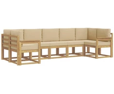 Lauko sofos komplektas su pagalve 7 pcs Balta ir kreminė