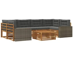 Lauko sofos komplektas su pagalve 7 pcs Natūralus ir antracitas