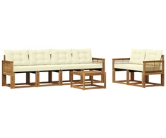 Lauko sofos komplektas su pagalve 7 pcs Natūralus ir grietinėlė