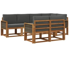 Lauko sofos komplektas su pagalve 7 pcs Natūralus ir antracitas