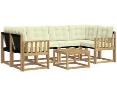 Lauko sofos komplektas su pagalve 7 pcs Balta ir kreminė