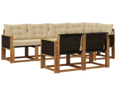 Lauko sofos komplektas su pagalve 7 pcs Natūralus ir bežinis