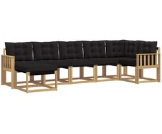 Lauko sofos komplektas su pagalve 7 pcs Balta ir juoda