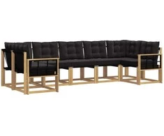 Lauko sofos komplektas su pagalve 7 pcs Balta ir juoda