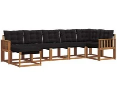 Lauko sofos komplektas su pagalve 7 pcs Natūrali ir juoda