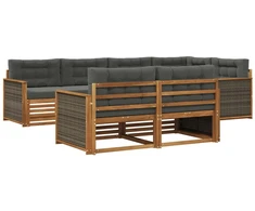 Lauko sofos komplektas su pagalve 7 pcs Natūralus ir antracitas