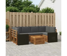 Lauko sofos komplektas su pagalve 7 pcs Natūralus ir antracitas