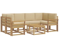 Lauko sofos komplektas su pagalve 7 pcs Balta ir kreminė