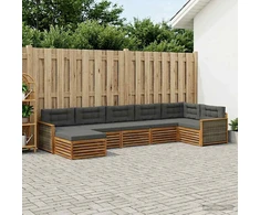 Lauko sofos komplektas su pagalve 7 pcs Natūralus ir antracitas