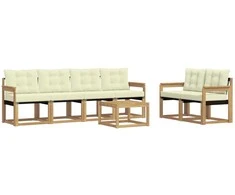 Lauko sofos komplektas su pagalve 7 pcs Balta ir kreminė