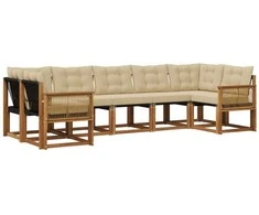 Lauko sofos komplektas 7 pcs Natūralus ir bežinis