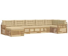 Lauko sofos komplektas su pagalve 7 pcs Balta ir kreminė