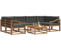 Lauko sofos komplektas su pagalve 7 pcs Natūralus ir antracitas