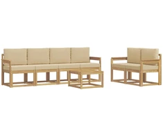 Lauko sofos komplektas su pagalve 7 pcs Balta ir kreminė