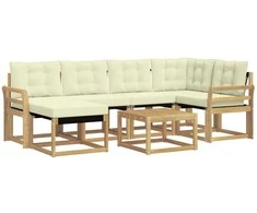 Lauko sofos komplektas su pagalve 7 pcs Balta ir kreminė