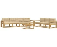 Lauko sofos komplektas su pagalve 7 pcs Balta ir kreminė
