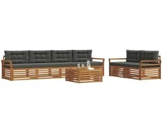 Lauko sofos komplektas su pagalve 7 pcs Natūralus ir antracitas