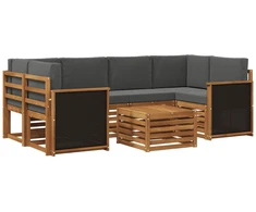 Lauko sofos komplektas su pagalve 7 pcs Natūralus ir antracitas