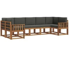 Lauko sofos komplektas su pagalve 7 pcs Natūralus ir antracitas