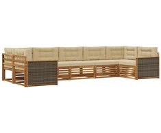 Lauko sofos komplektas su pagalve 7 pcs Natūralus ir bežinis