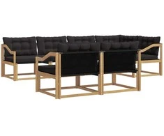 Lauko sofos komplektas su pagalve 7 pcs Balta ir juoda
