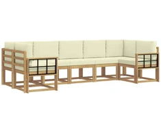 Lauko sofos komplektas su pagalve 7 pcs Balta ir kreminė