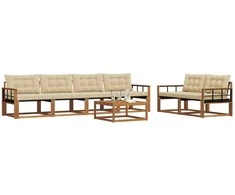 Lauko sofos komplektas su pagalve 7 pcs Natūralus ir bežinis