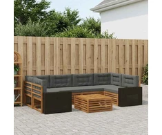 Lauko sofos komplektas su pagalve 7 pcs Natūralus ir antracitas