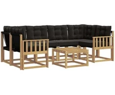 Lauko sofos komplektas su pagalve 7 pcs Balta ir juoda