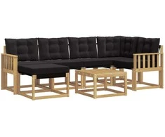 Lauko sofos komplektas su pagalve 7 pcs Balta ir juoda