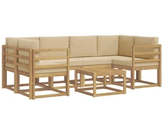 Lauko sofos komplektas su pagalve 7 pcs Balta ir kreminė