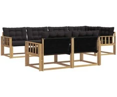 Lauko sofos komplektas su pagalve 7 pcs Balta ir juoda