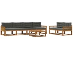 Lauko sofos komplektas su pagalve 7 pcs Natūralus ir antracitas