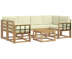 Lauko sofos komplektas su pagalve 7 pcs Balta ir kreminė