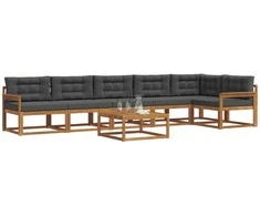 Lauko sofos komplektas su pagalve 7 pcs Natūralus ir antracitas