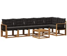 Lauko sofos komplektas su pagalve 7 pcs Natūrali ir juoda