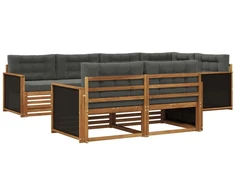 Lauko sofos komplektas su pagalve 7 pcs Natūralus ir antracitas