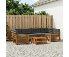 Lauko sofos komplektas 7 vnt. Natūralus ir antracitas