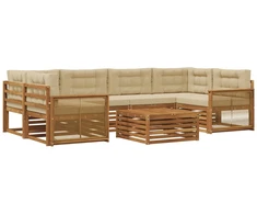 Lauko sofos komplektas su pagalve 7 pcs Natūralus ir bežinis