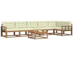 Lauko sofos komplektas su pagalve 7 pcs Natūralus ir grietinėlė